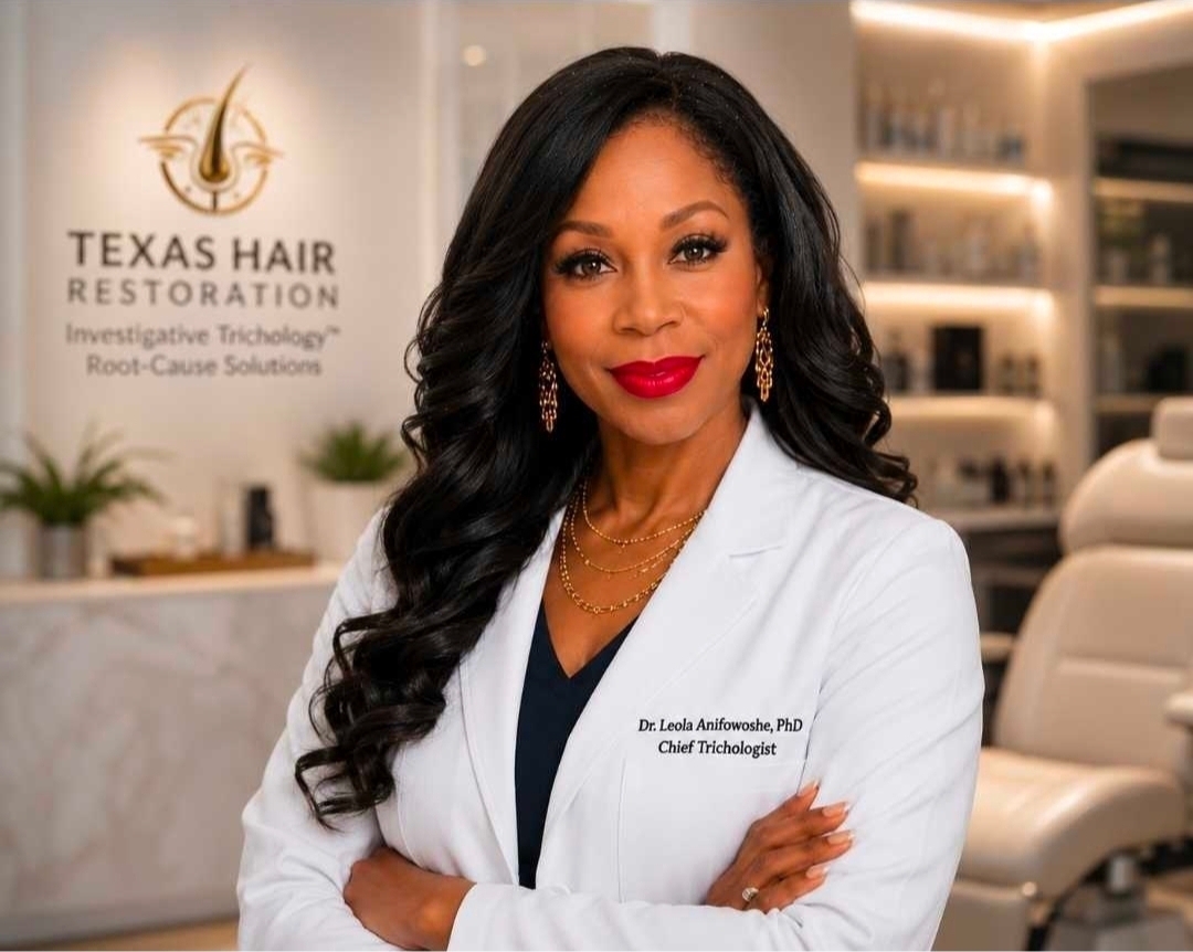 Trichologist Dr. Leola Anifowoshe, founder of Texas Hair Restoration & Wellness Center